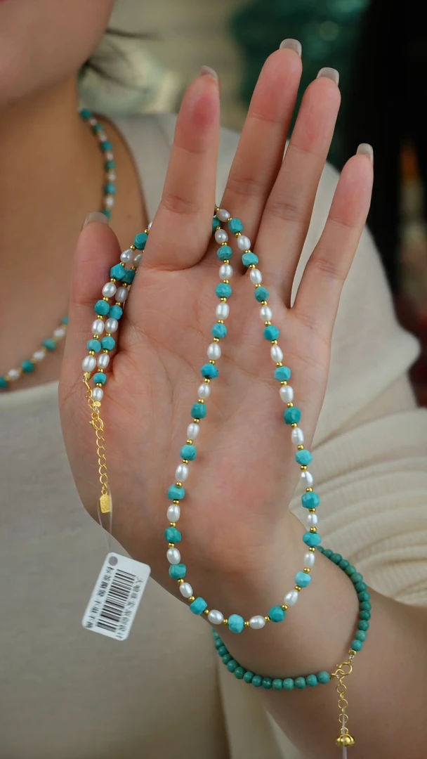 【闪购商品】绿松石项链银S925镀金镶嵌多样性发货