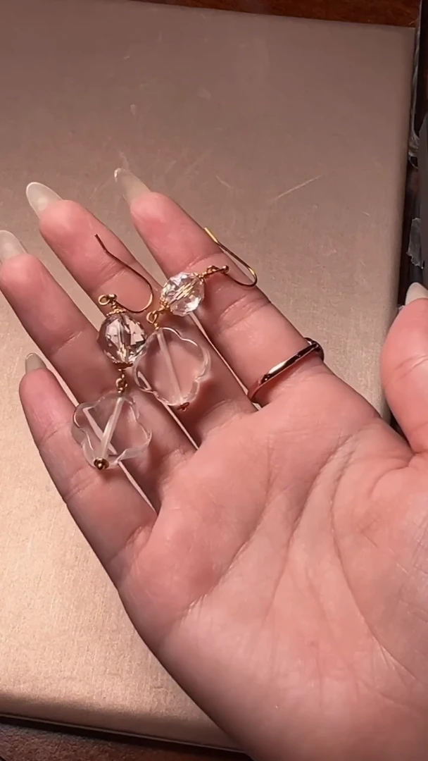 水晶耳饰未镶嵌DIY多样式随机发一对