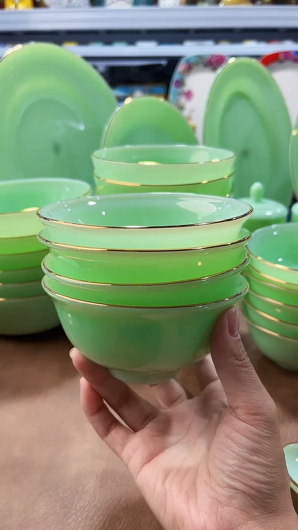 珐琅4.5英寸饭碗4个景德镇餐具