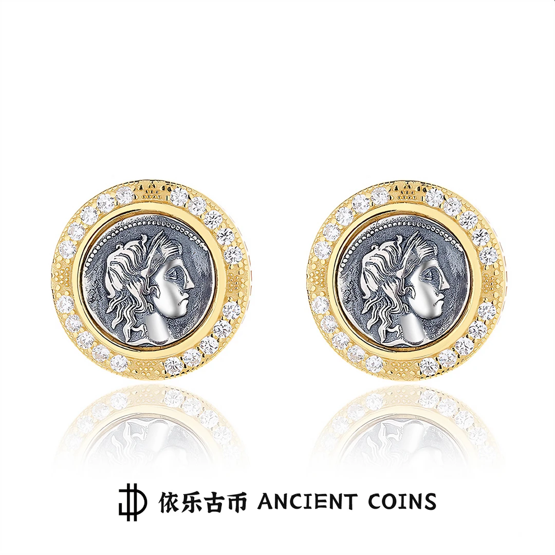 925银耳饰 【阿波罗与笛神】罗马古币耳钉高级感轻奢时尚网红耳饰品