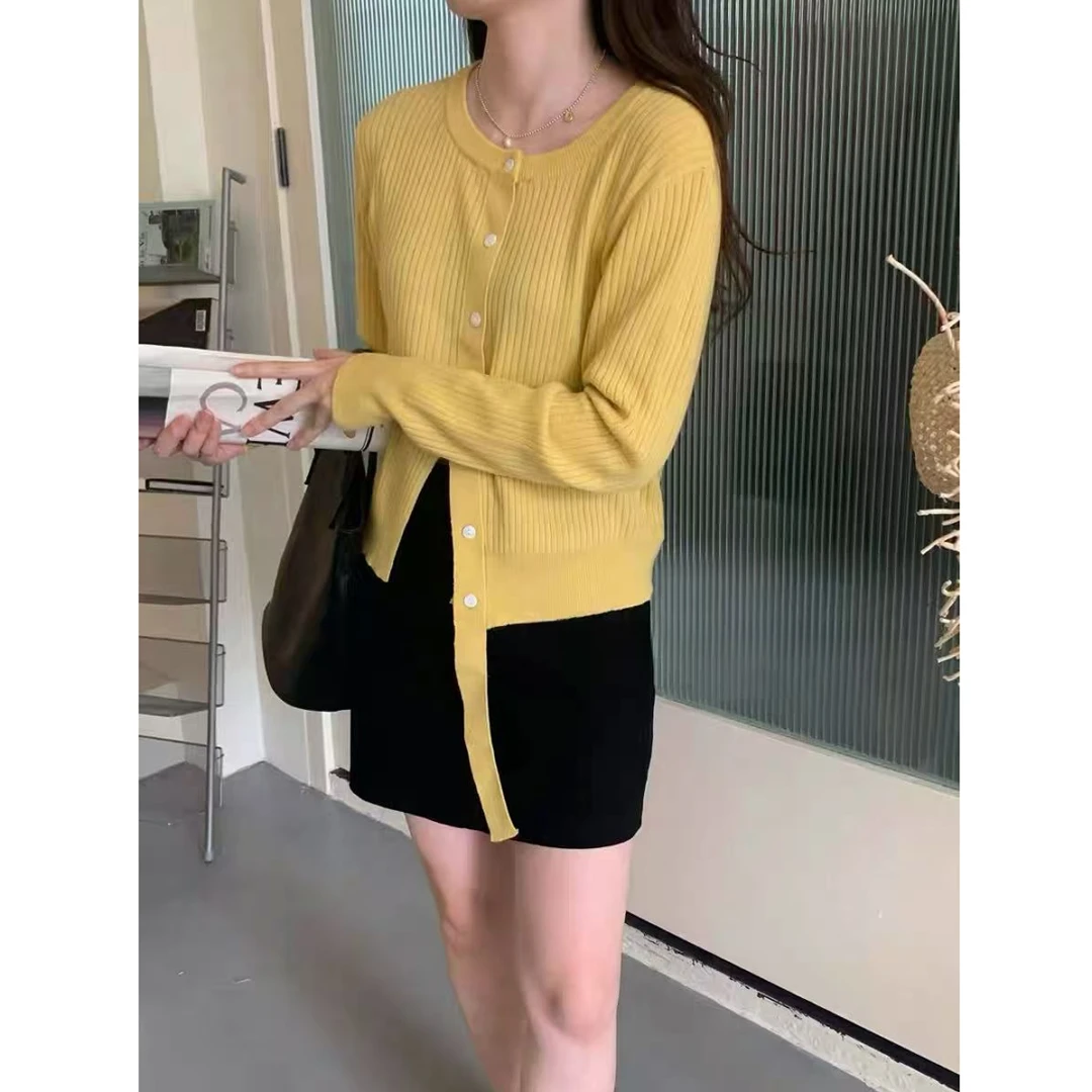 【三家】NN1207新款设计款质感针织衫显瘦气质长袖网红短款百搭宽松