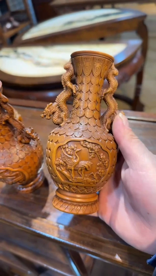 木小叶黄杨木   花瓶 摆件  8/8/15高