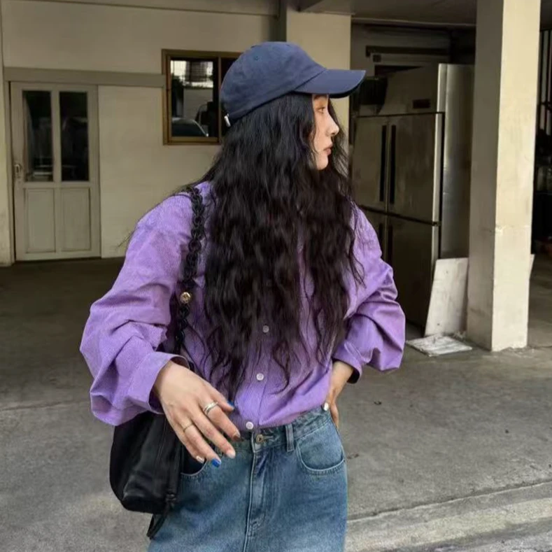 【清】逸语IN choose u笑笑家2025宽松休闲风韩系条纹衬衫开衫85588