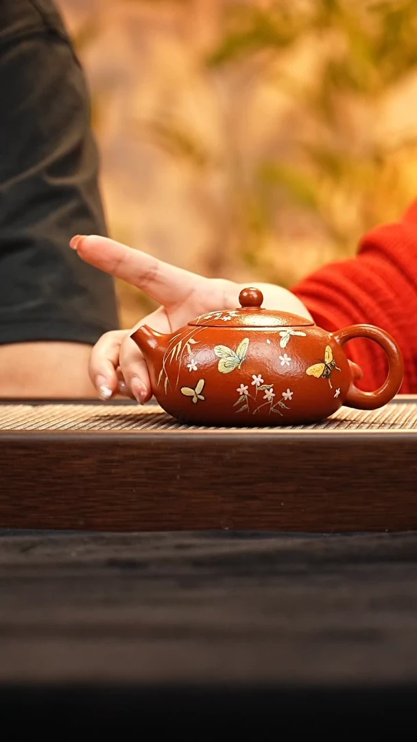 茶壶紫砂JGT扁西施 朱泥