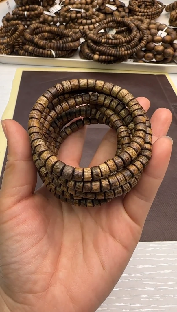 【闪购商品】沉香手串99沉海南老白棋片珠单圈6mm多样性发1