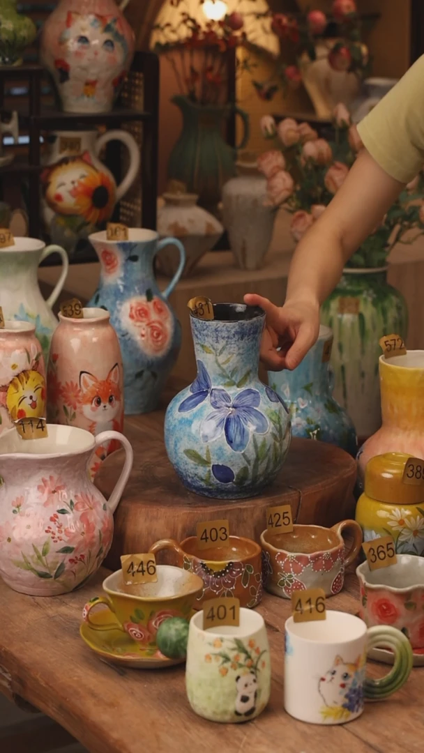 有机玻璃景德镇设计师手作花器摆件侘寂风431