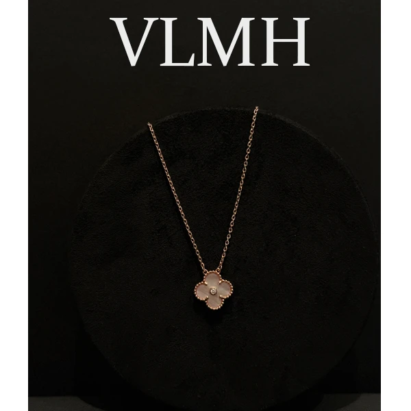 铜合金项链 CNC精工 VLMH2006经典母贝粉幸运项链轻奢单钻坠链