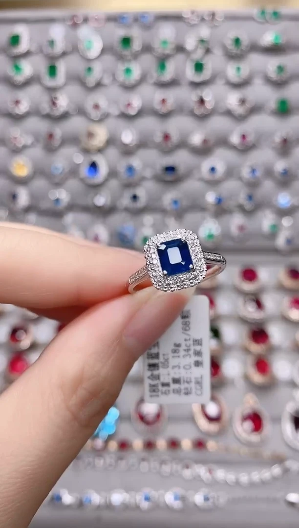 【闪购商品】蓝宝石18K金戒指18K金镶嵌1