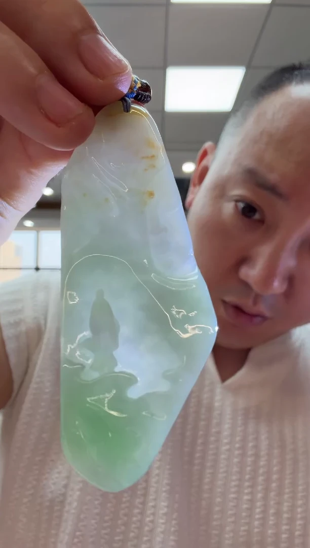 未镶嵌挂件翡翠A货翡翠孤品国雕谢林工