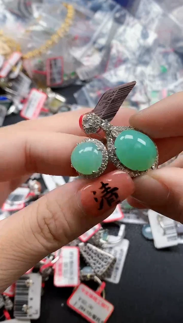 银S925镶嵌戒指翡翠天然A货缅甸翡翠