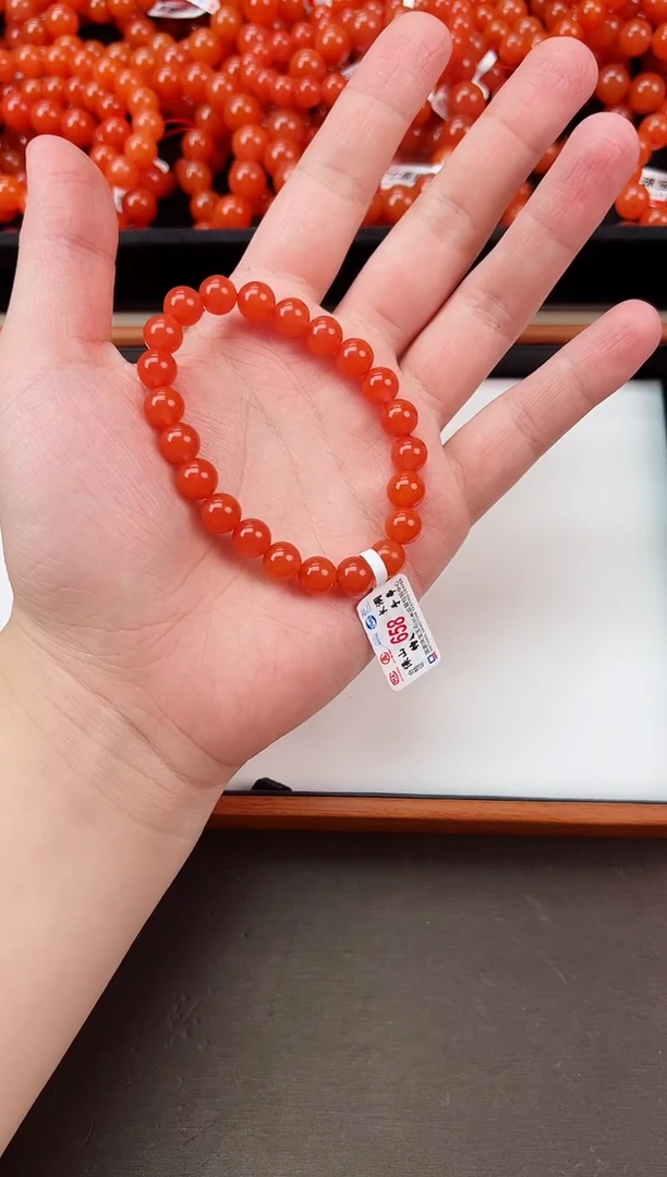 【闪购商品】南红玛瑙手串未镶嵌滴水洞亮光8+一条