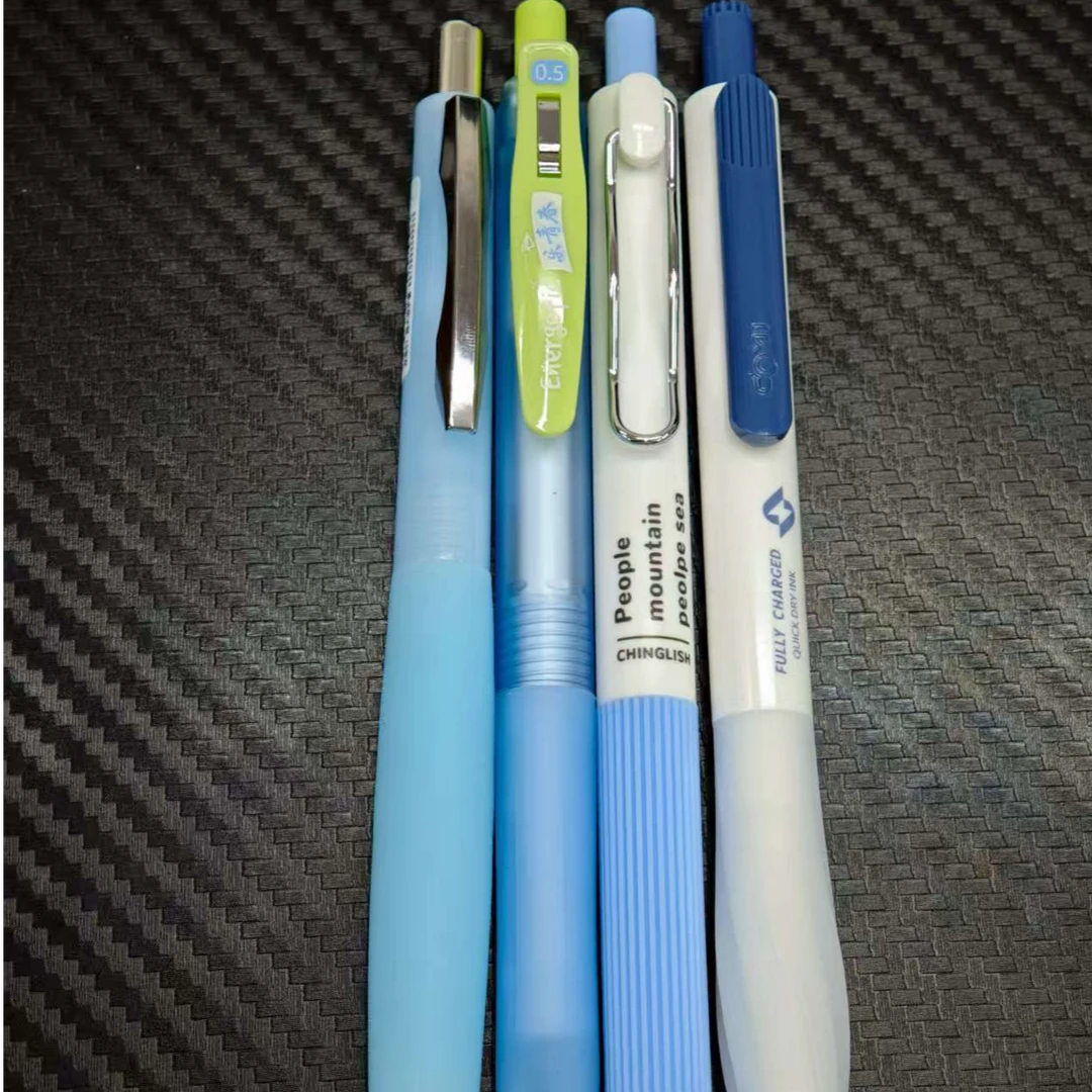 【发4支-蓝杆（黑）】【乐青春+中式英文+久握不累+满电】