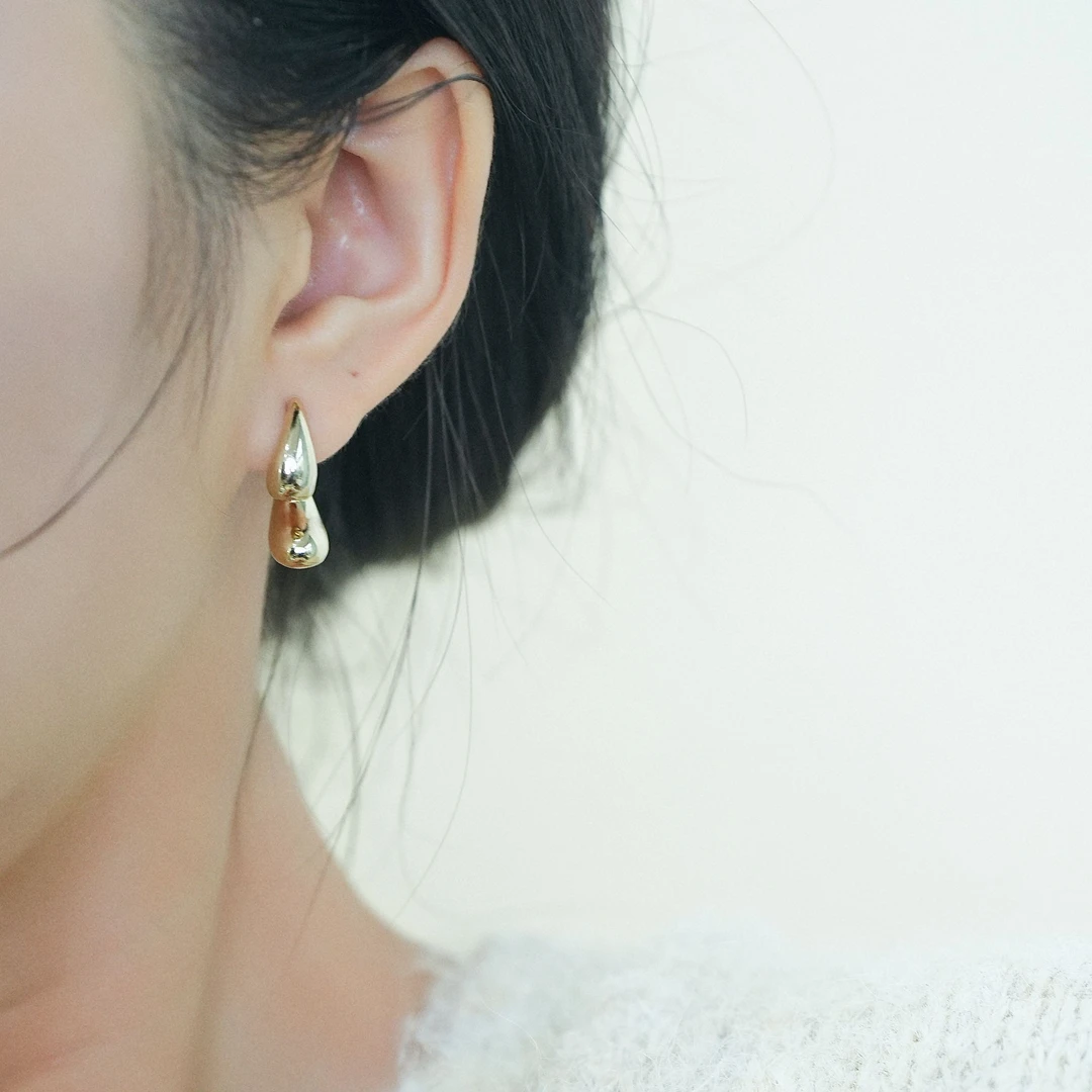 铜合金耳饰 拉丝咖色水滴耳环女2025超火轻奢高级感气质大气耳环
