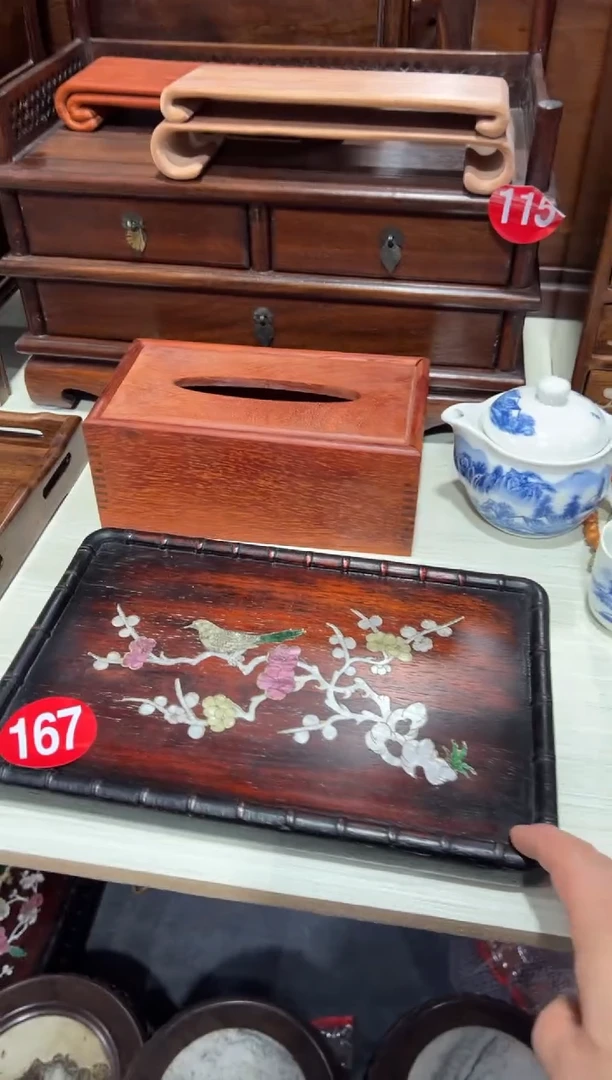 木木 非洲紫檀螺钿镶嵌茶盘托盘壶承