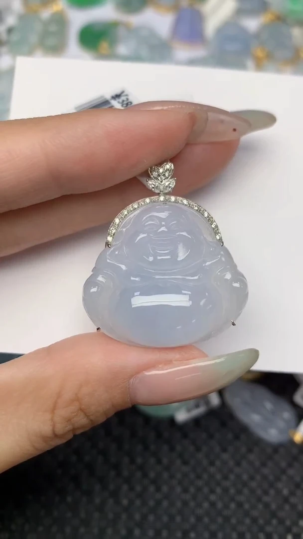 翡翠18K金镶嵌颈饰天然翡翠a货