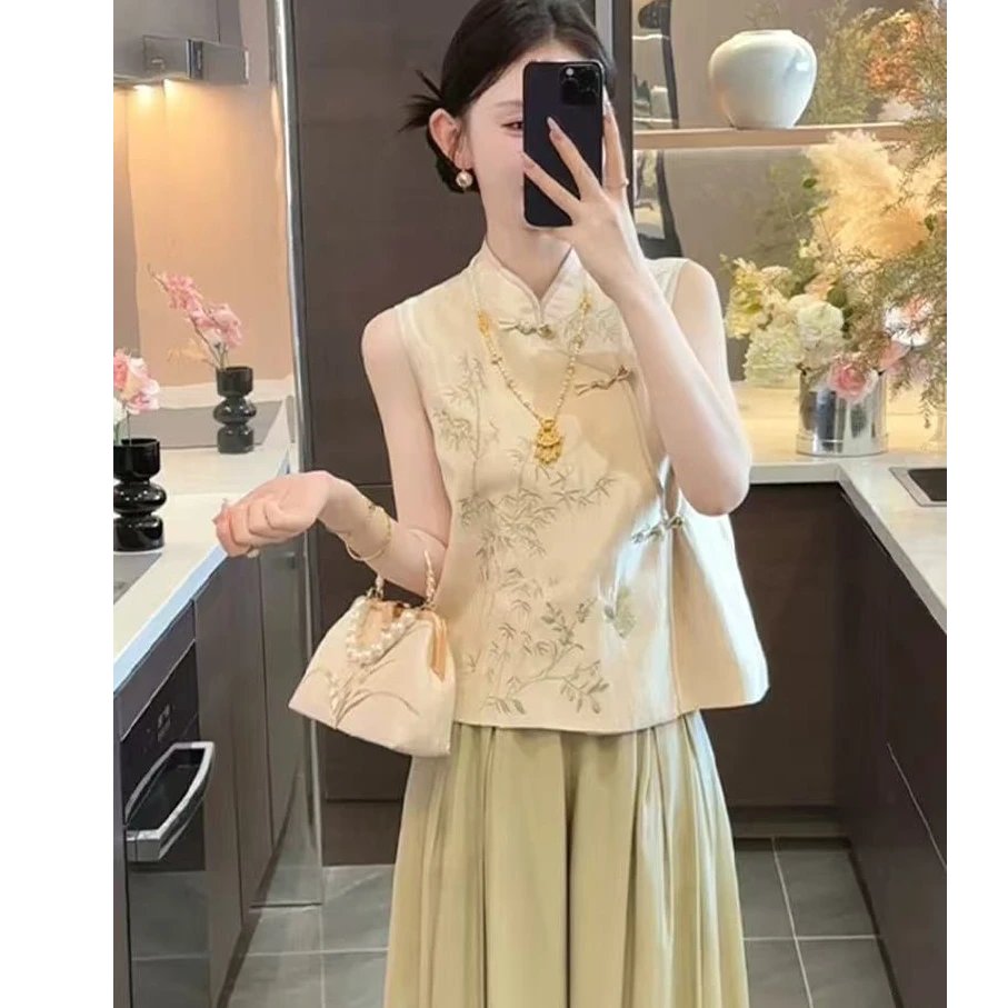 【小青竹】2025夏季显瘦刺绣气质中国风时尚网红提花百搭显瘦上衣女