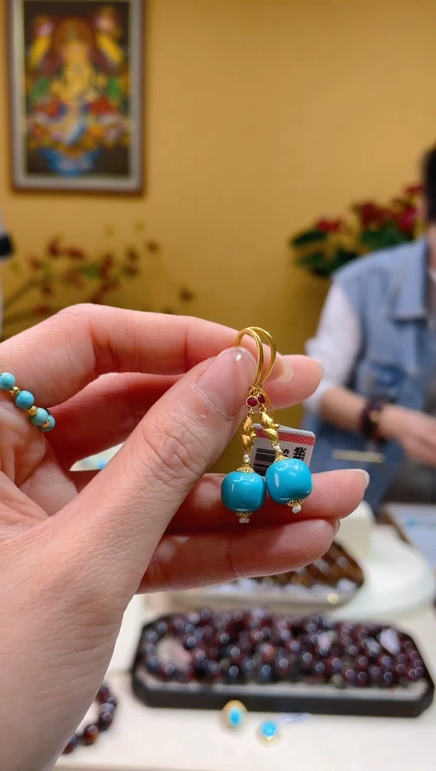 【闪购商品】绿松石耳饰18K金镶嵌@@ZY41225035