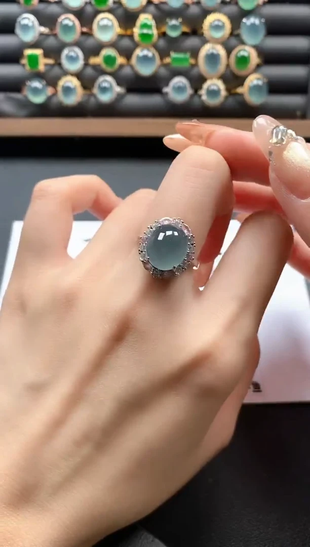 银S925镶嵌戒指翡翠15151