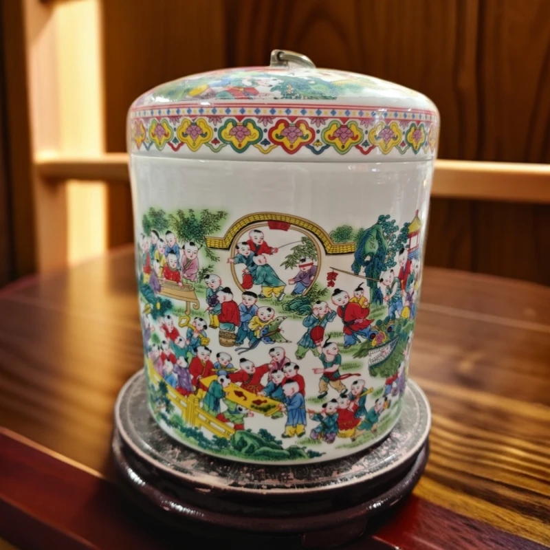 高度20口径18景德镇陶瓷珐琅彩百子图罐201