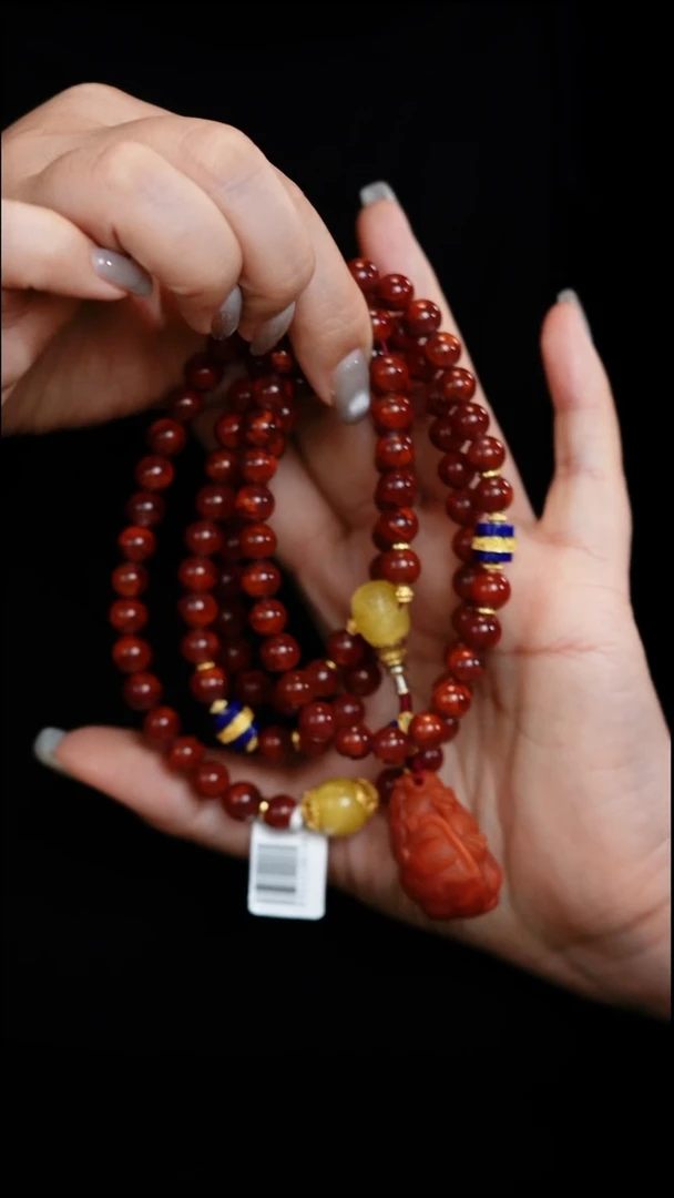 项链未镶嵌南红玛瑙阅*九口火焰纹龙龟设计款108 卡8-9左右克重