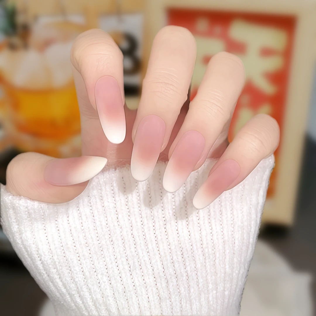 【丝绒茉白】手工轻奢温柔纯欲高级磨砂质感新款蝶诗美甲穿戴甲片