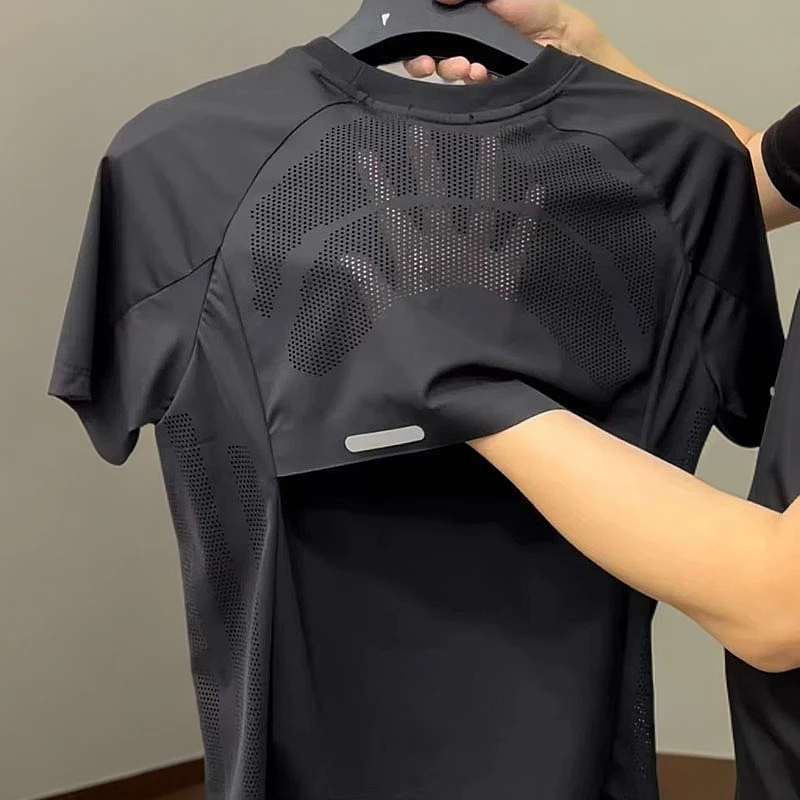 加肥加大码300斤夏季新款透气网孔速干短袖宽松高弹力吸汗t恤男女