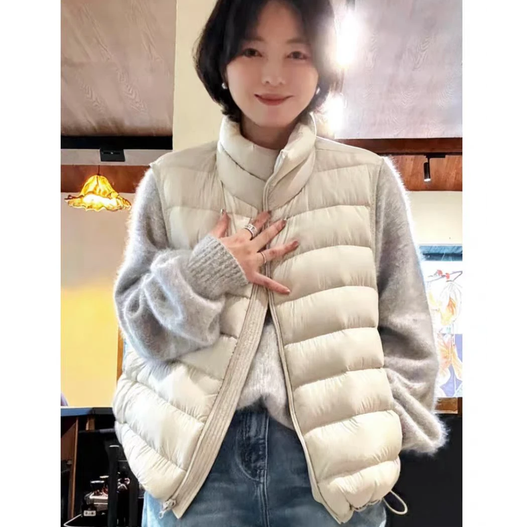 立领纯色薄款女冬季拉链短款韩版百搭休闲马甲宽松时尚B164#