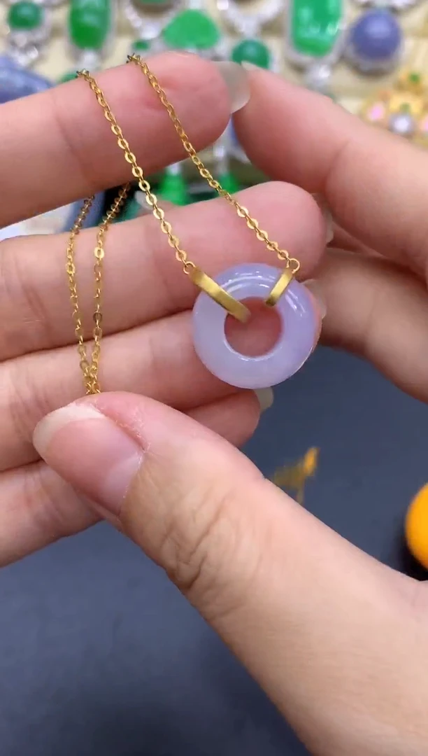 颈饰18K金镶嵌翡翠375-中国好珍宝