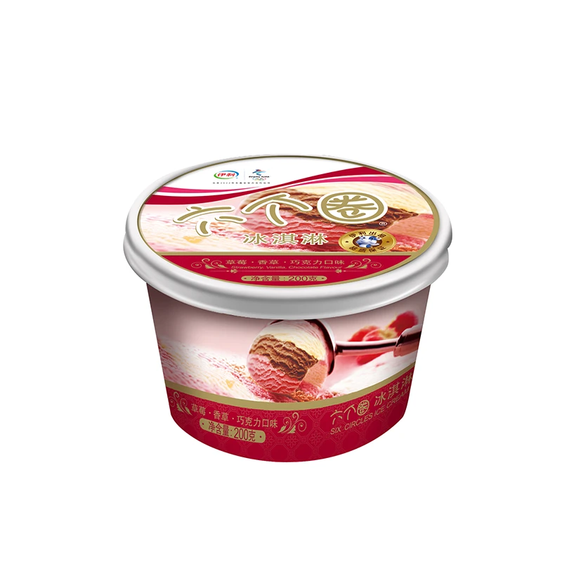 伊利六个圈冰淇淋草莓+香草+巧克力味 200g
