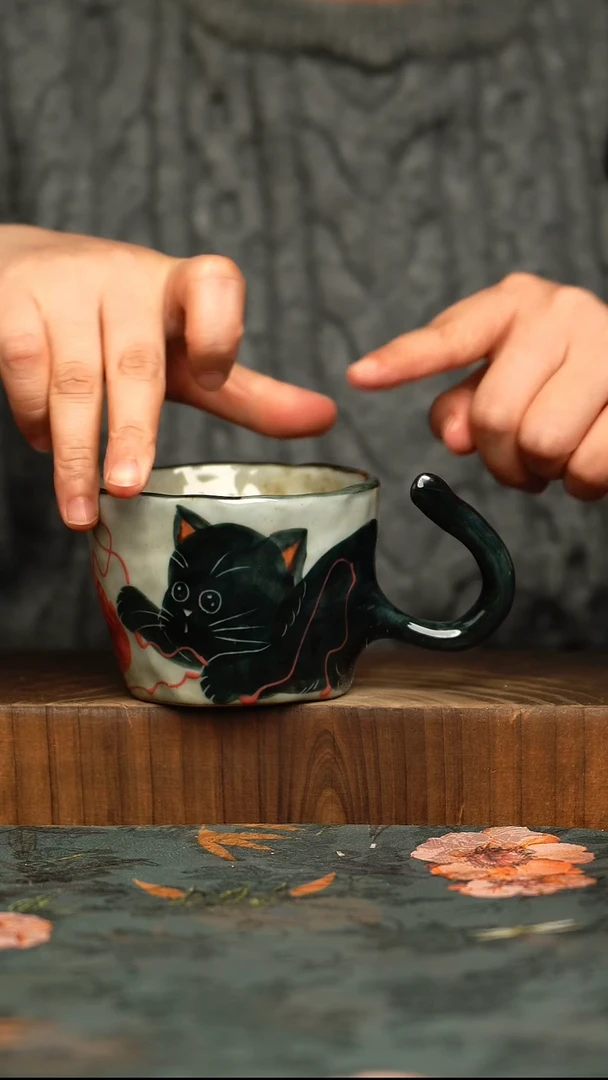 杯釉下彩手工手绘同款陶器