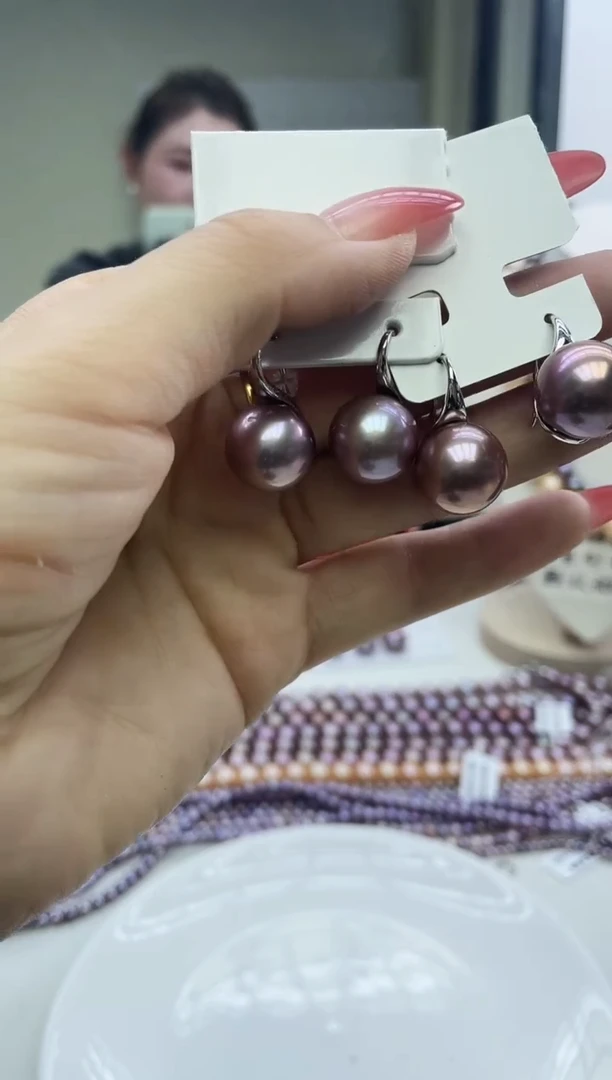 未镶嵌耳坠淡水珍珠紫色系耳坠