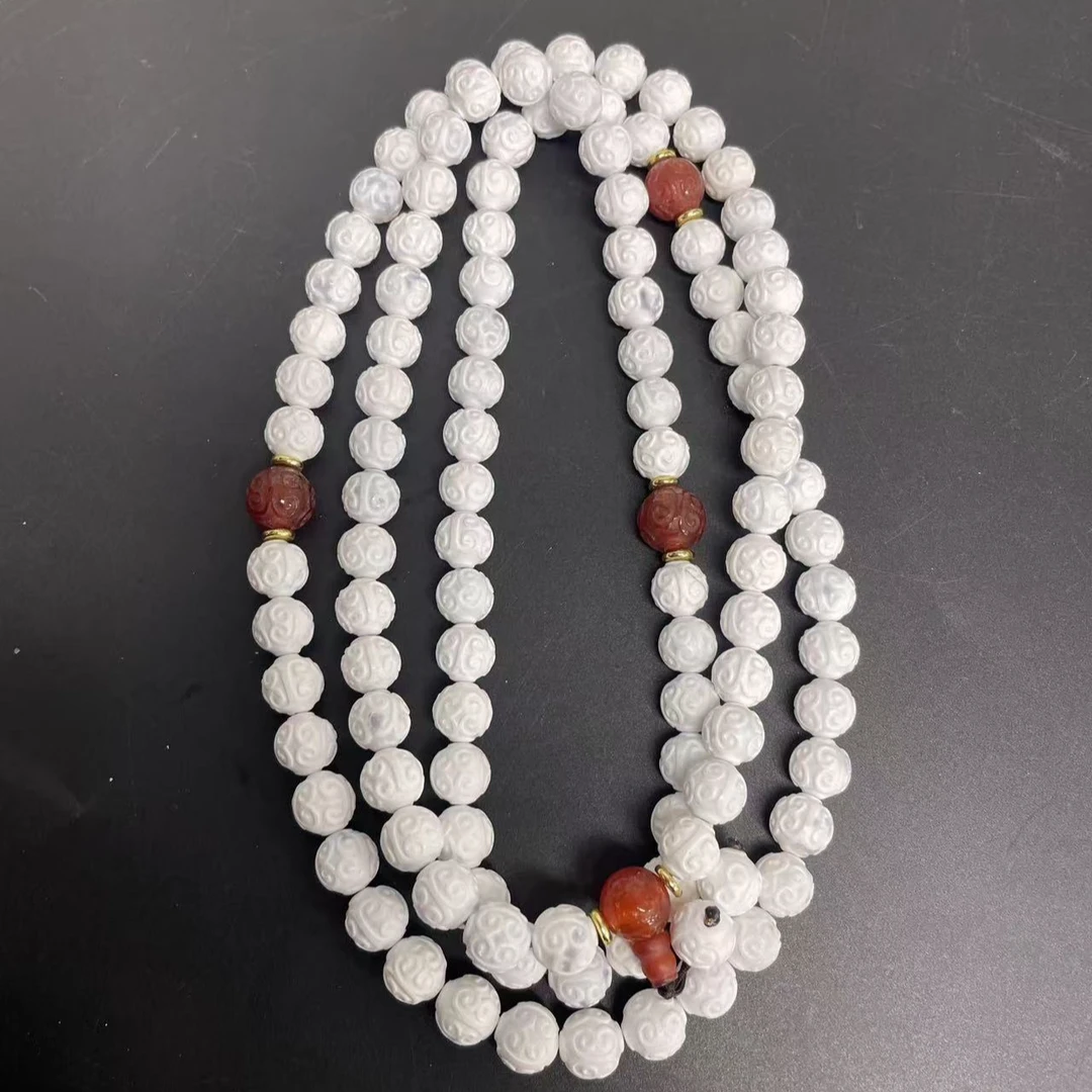 【小杰推荐】药霜雕刻回纹圆珠项链 （多样性发其一）7972