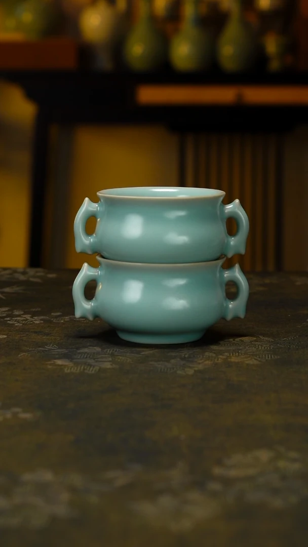 杯子瓷精品双耳炉式杯*2 简包