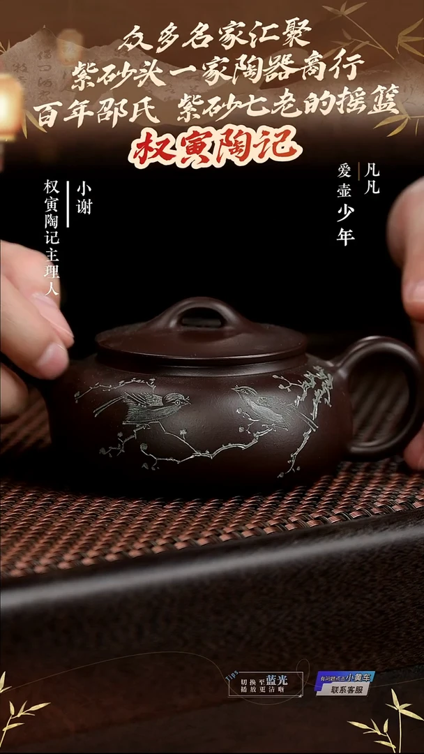 茶壶紫砂YM权寅陶记22云桥（鸟）紫泥200cc