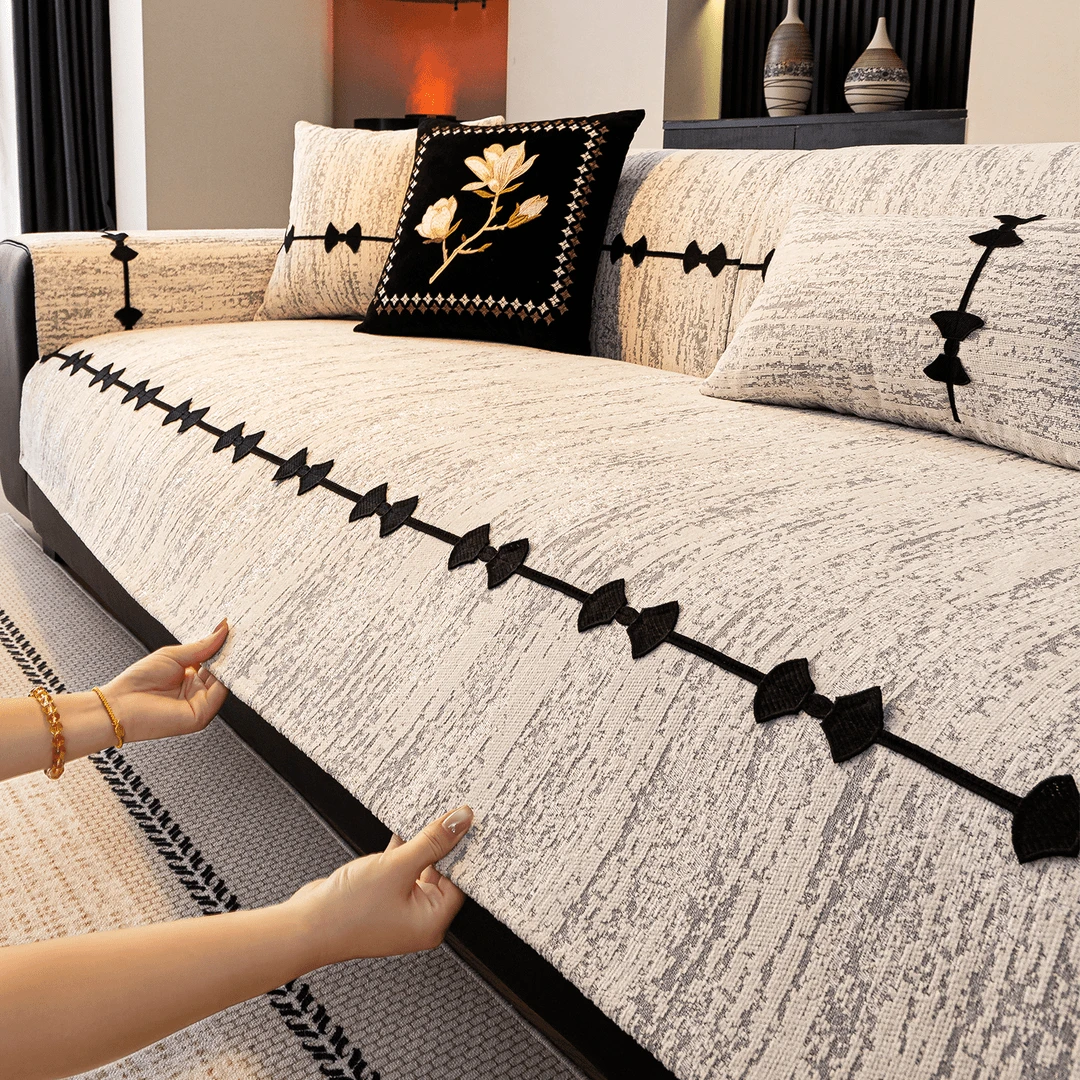 【蝶黛】轻奢高级感雪尼尔沙发垫四季通用固定防滑直排皮沙发盖布巾