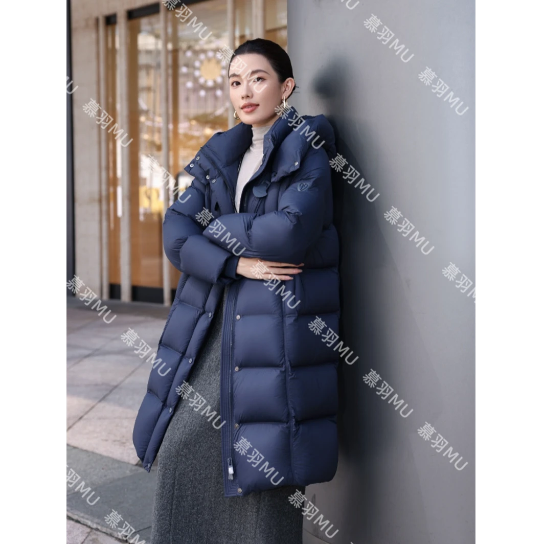 新国标95白鸭绒过膝长款羽绒服连帽加厚保暖冬装外套泡芙云朵高端