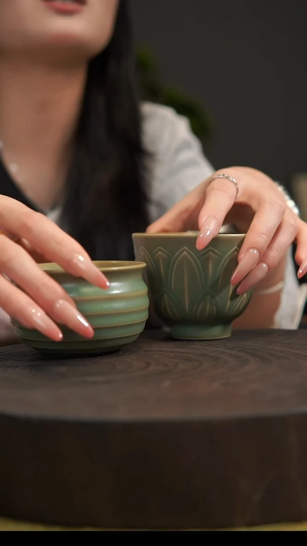 杯子你**n莲花瓣+炫纹杯 汝州原产地  原矿老釉