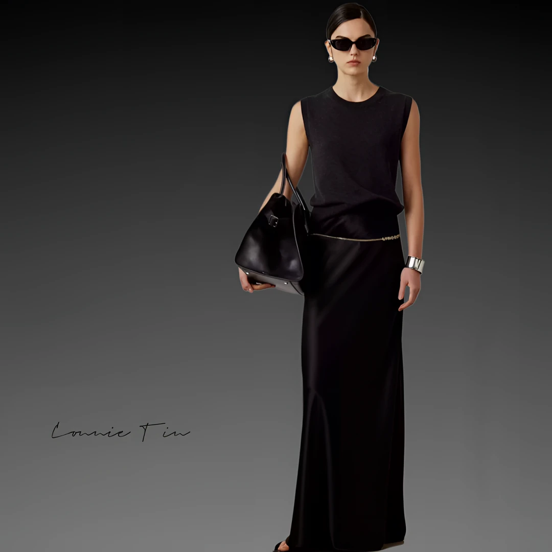 CONNIE TIN  三醋酸慵懒高冷裹地裙