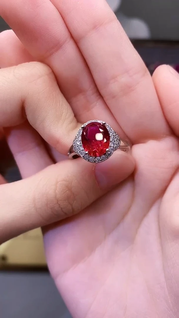 银S925镶嵌戒指红宝石63