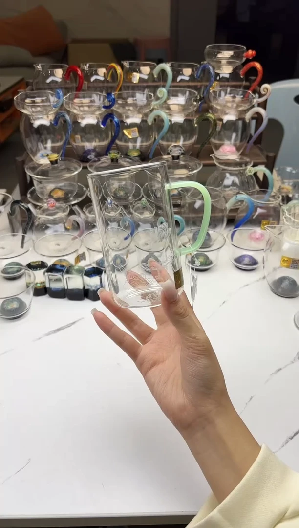 手工艺品玻璃禾器好运连连清简杯