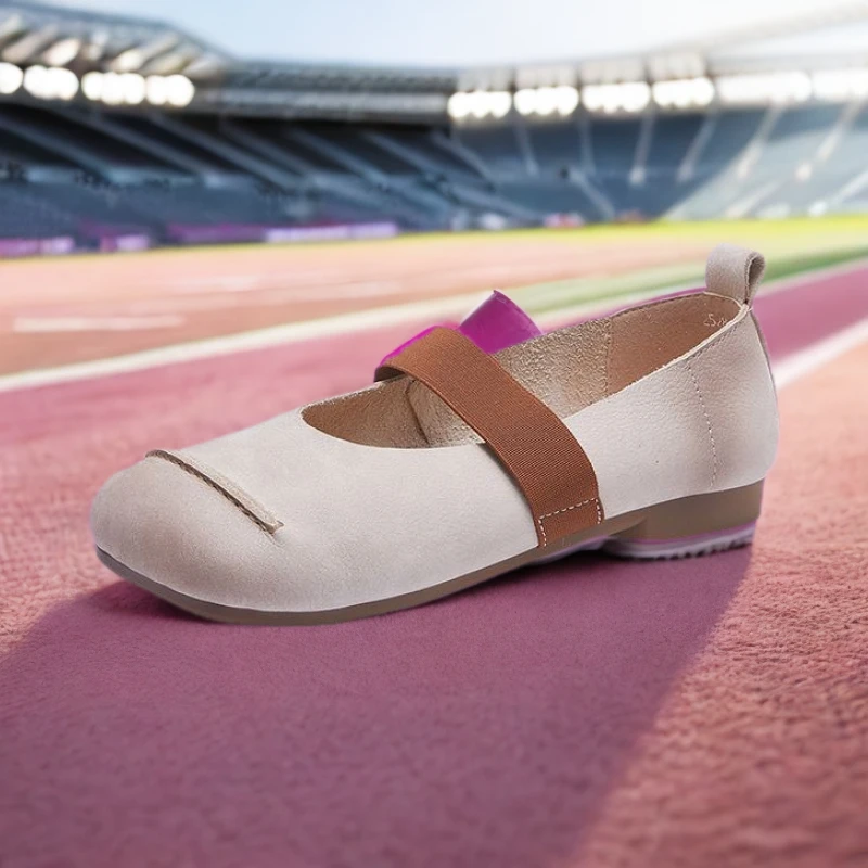 轻奢鞋子松紧带春季单鞋休闲皮鞋舒适百搭夏季妈妈鞋真皮软底复古