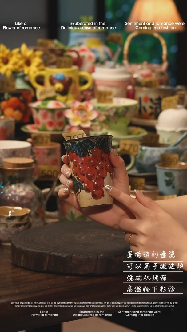 陶瓷727景德镇高温釉下彩绘设计师款式