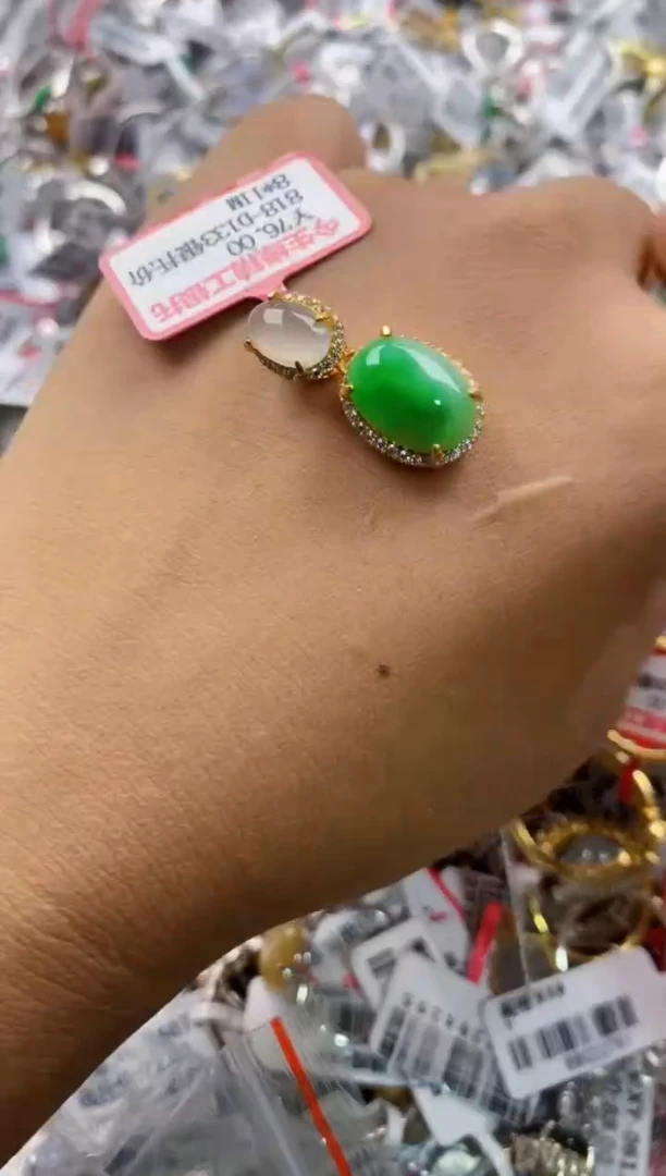 银S925镶嵌戒指翡翠666-----7