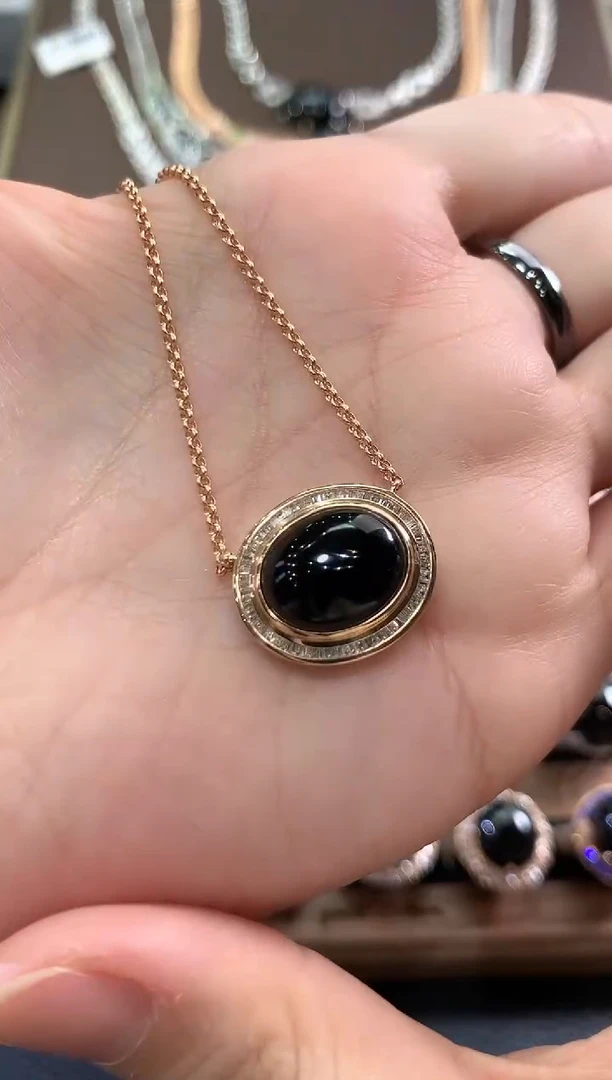 项链18K金镶嵌翡翠g140