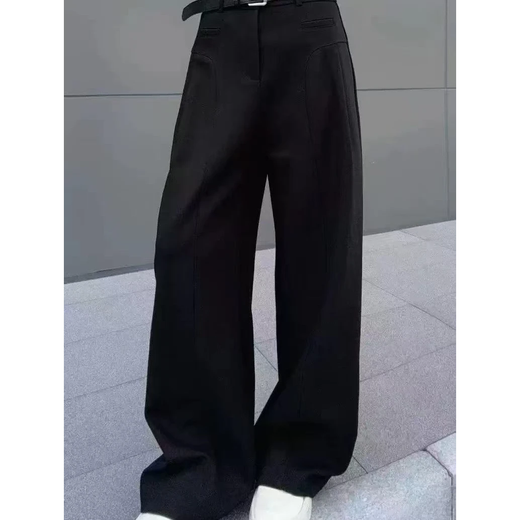 高腰显瘦休闲直筒弯刀西装阔腿裤百搭
