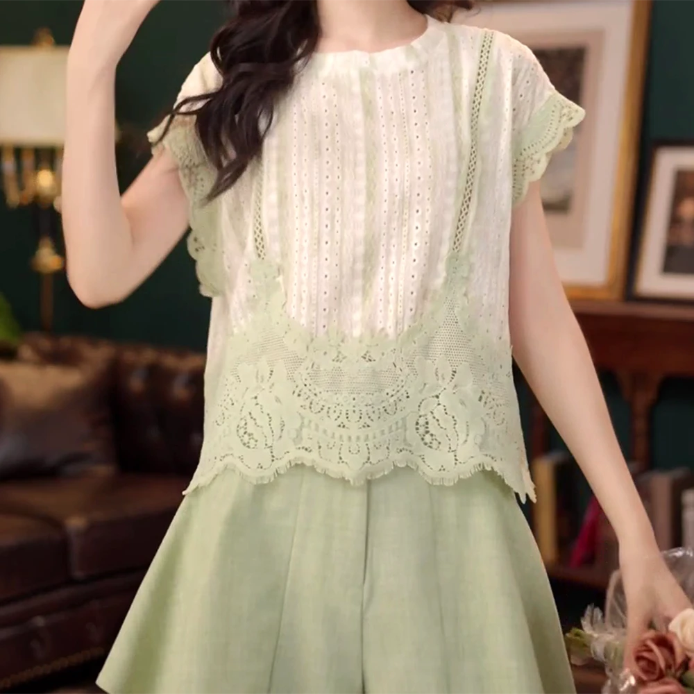 【薄荷青柚】甜美休闲百搭小众短袖女夏季上衣C5747