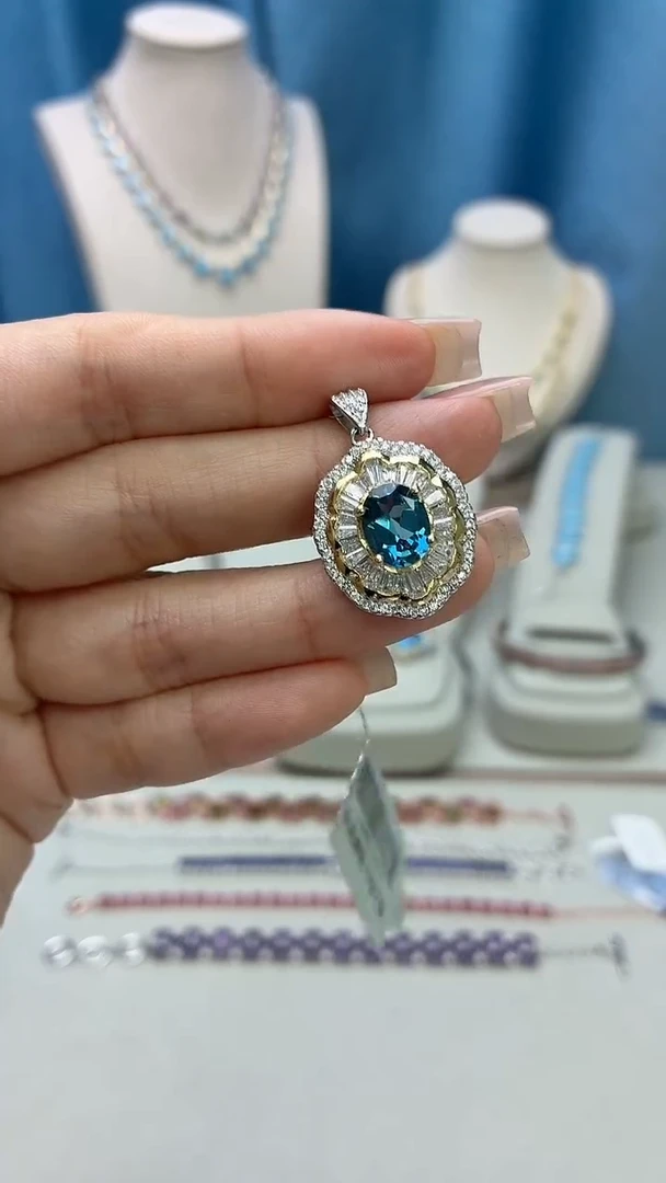 吊坠(不含链)银S925镶嵌托帕石350BJ1209产品一个（多样性）