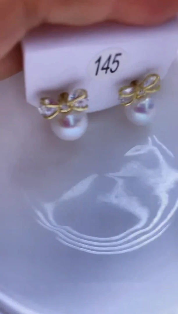 银S925镶嵌耳饰淡水珍珠145