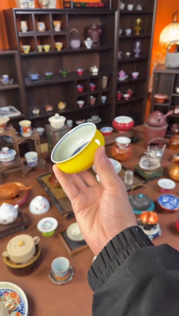 帝王黄内绘冰梅如是杯