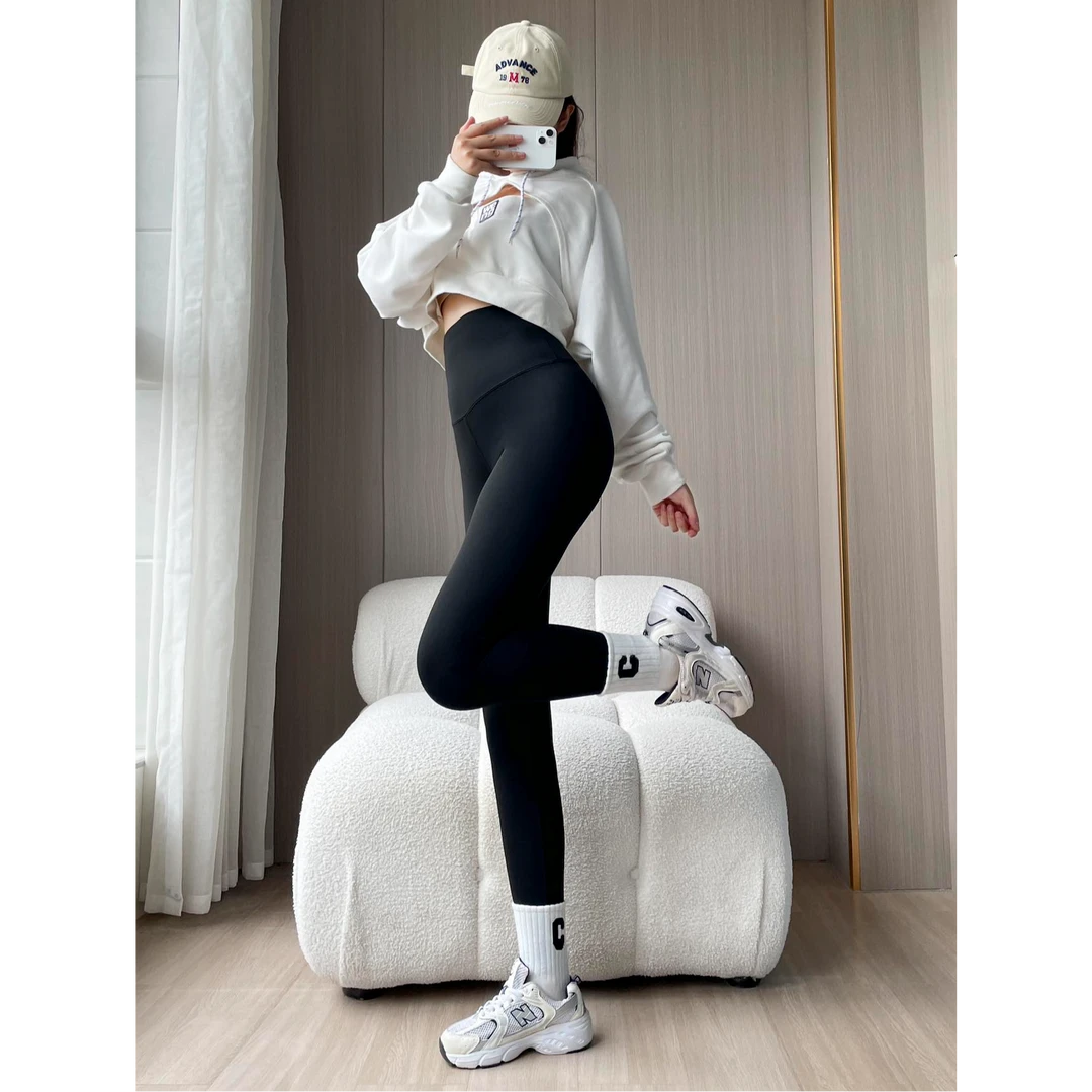 外穿跑步裸感芭比裤运动高腰乳胶山羊绒润肤裤1621